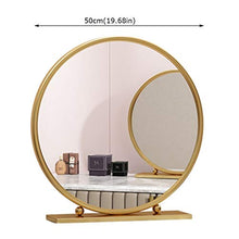 Load image into Gallery viewer, NJYT Wall Mirror Large Makeup Mirror, Modern Dressing Table Beauty Cosmetic Mirror Metal Framed Free Standing Mirror Cosmetic Mirror with Stand (Size : 50cm)
