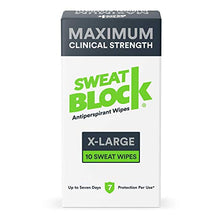 Load image into Gallery viewer, SweatBlock Maximum Strength Antiperspirant Sweat Wipes - For Excessive Sweat Protection - Extra Large - Up to 7 day protection per use - 10 Count - Unisex
