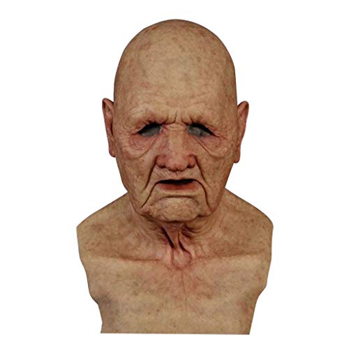 Old Man Mask for Adult Realistic Latex Headgear,for Human Face Wrinkles Novelty Full Head Masquerade Halloween Holiday Party Funny Decor Costumes, Supersoft Old Men Latex Masks Cosplay Props (C)