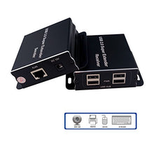 Load image into Gallery viewer, E-SDS USB Extender Over Cat5E/6 up to 196ft, USB2.0 Over Cat6 Cat5E Extender with 4 USB 2.0 Ports, Plug and Play, No Driver Needed Support All Operating System, Two Web Cameras Work Synchronously
