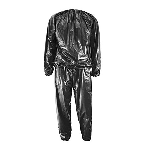 bargain house Sauna Suit - Heavy Duty Fitness Weight Loss Sweat Sauna Suit Exercise Gym Anti-Rip Black L