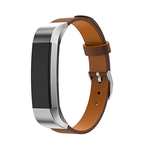 Replacement Leather Band Strap Bracelet for Fitbit Alta HR Smart Watch, Tuscom (Brown)