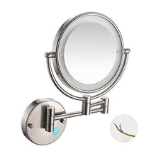 Load image into Gallery viewer, NMRCP Wall Mounted Magnifying Shaving Mirror, 8 Inch, with 7X Magnification, LED Wall Mount Makeup Mirror, Shaving in Bedroom Or Bathroom, Hardwired Connection, Round Shape,Nickel Brushed,10X
