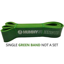 Load image into Gallery viewer, MummyFit Resistance Bands for Men and Women. The Best Stretch Band for Pull Up Exercise and Powerlifting. Works with Any Pull Up Bar or Station. Single Band. Workout Guide Included (Green)
