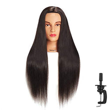 Load image into Gallery viewer, Hairingrid 26&quot;-28&quot; Mannequin Head Hair Styling Training Head Manikin Cosmetology Doll Head Synthetic Fiber Hair and Free Clamp Holder (Black)
