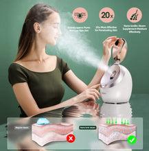 Load image into Gallery viewer, OKACHI GLIYA Facial Steamer 4 in 1 Nano Face Steamer - Professional &amp; Safe Steamer - Humidifier - Unclogs Pores &amp; Blackheads Deep Cleansing - Double Mirror for Easy Makeup Skincare Tool (Gold)
