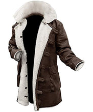 Load image into Gallery viewer, Mens Shearling Coat Brown Leather Swedish Bomber Jacket (L, BROWN)
