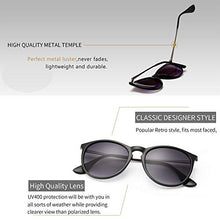 Load image into Gallery viewer, SUNGAIT Vintage Round Sunglasses for Women Classic Retro Designer Style (Black Frame (Matte Finish)/Grey Gradient Lens)
