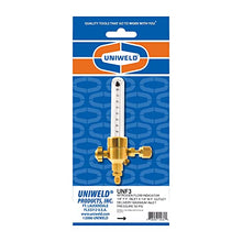 Load image into Gallery viewer, Uniweld UNF3 Nitrogen Flow Indicator with 1/4-Inch Female Flare Inlet Connection and 1/4-Inch Male Flare Outlet Connection
