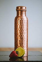 Load image into Gallery viewer, APEX OUTLET 100% Pure Copper water bottle Ayurvedic Water Copper Bottle - Leak-Proof water bottle hammered bottle Seal Cap, joint free copper bottle Christmas gift 32 Oz (Hammered)
