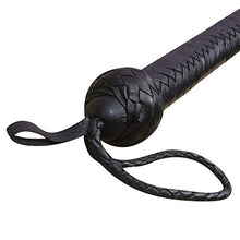 Load image into Gallery viewer, Ardour Crafts 3 Feet Long 16 Plait Genuine Leather Bull Whip Heavy Duty Bullwhip Black
