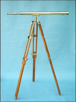44-inch Brass Harbormaster Nautical Floor Stand Telescope on Teak Tripod