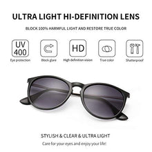 Load image into Gallery viewer, SUNGAIT Vintage Round Sunglasses for Women Classic Retro Designer Style (Black Frame (Matte Finish)/Grey Gradient Lens)
