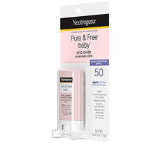 Load image into Gallery viewer, Neutrogena Pure &amp; Free Baby Mineral Sunscreen Stick with Broad Spectrum SPF 50 &amp; Zinc Oxide, Water-Resistant, Hypoallergenic, Paraben-, Dye- &amp; PABA-Free Baby Face &amp; Body Sunscreen, 0.47 oz
