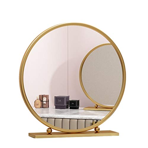 NJYT Wall Mirror Large Makeup Mirror, Modern Dressing Table Beauty Cosmetic Mirror Metal Framed Free Standing Mirror Cosmetic Mirror with Stand (Size : 50cm)