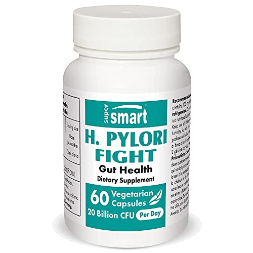 Supersmart - H. Pylori Fight Natural Treatment 20 Billion CFU Per Day - Contains Lactobacillus Reuteri (Probiotic) - Relieves Acid Reflux | Non-GMO & Gluten Free - Made in USA - 60 Vegetarian Capsules