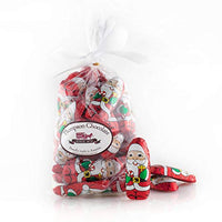 Christmas Chocolate Santas Wrapped In Colorful Italian Foil Designs - 1 Pound of Thompson Premium Milk Chocolate
