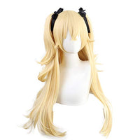 Genshin Impact Cosplay Wigs Fischl Blonde Long Straight Ponytails Synthetic Hair Halloween Carnival Party with Cap