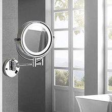 Load image into Gallery viewer, Cavoli Wall Mounted Makeup Mirror with LED Lighted 10x Magnification,has 3 Colors Lights Modes,8.5 Inches,Bathroom and Hotel, Chrome Finish,Made of Brass
