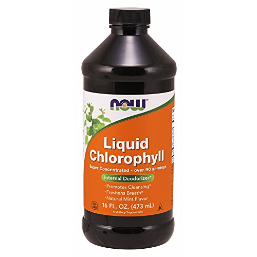 NOW Supplements, Liquid Chlorophyll, Super Concentrated, Internal Deodorizer, Mint Flavor, 16-Ounce