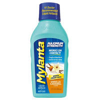 Mylanta Antacid and Gas Relief, Maximum Strength Formula, Vanilla Caramel Flavor, 12 Fluid Ounce