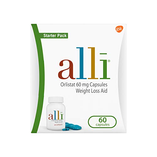alli Diet Weight Loss Supplement Pills, Orlistat 60mg Capsules Starter Pack, Non prescription weight loss aid, 60 count