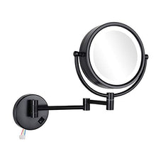 Load image into Gallery viewer, GURUN Wall Mounted Hardwired Makeup Mirror with 3 Tones LED Lights 10x Magnifying Mirror for Bathroom Bedroom 13&quot; Extendable Arm Direct Wire Black Finish M1809DB(10x,Black)
