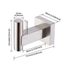 Load image into Gallery viewer, KES SUS 304 Stainless Steel Coat Hook Single Towel/Robe Clothes Hook for Bath Kitchen Garage Heavy Duty Contemporary Square Style Wall Mounted, Brushed Finish, A2260-2
