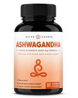 Organic Ashwagandha 2000mg with Holy Basil Leaf & Black Pepper Extract - Ashwaganda Root Powder Supplement for Adrenal Fatigue, Mood & Thyroid Support - 90 Vegan Capsules