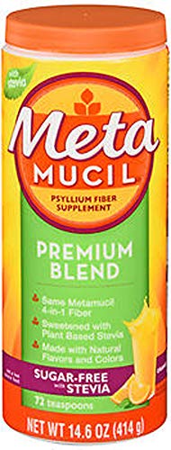 Meta Mucil Premium Blend Psyllium Fiber Powder Sugar-Free with Stevia Orange - 14.6 oz