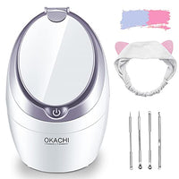 OKACHI GLIYA Facial Steamer 4 in 1 Nano Face Steamer - Professional & Safe Steamer - Humidifier - Unclogs Pores & Blackheads Deep Cleansing - Double Mirror for Easy Makeup Skincare Tool (Gold)