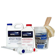 Load image into Gallery viewer, TotalBoat High Performance Epoxy Kit, Crystal Clear Marine Grade Resin and Hardener for Woodworking, Fiberglass and Wood Boat Building and Repair (Quart, Slow)
