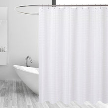 Load image into Gallery viewer, Barossa Design Fabric Shower Curtain White Hotel Grade, Water Repellent, Machine Washable, 71 x 72 inches Brick Geometric Dobby Pattern for Bathroom
