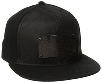 Game of Thrones Men's Stark Metal Badge Quilted Nylon Flat Brim Snap Back, Black, One Size