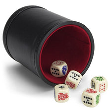 Load image into Gallery viewer, Set of 5 Poker Dice with Professional Bicast Leather Dice Cup, Great for Travel by Brybelly
