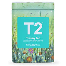 Load image into Gallery viewer, T2 Tea Tummy Tea, 1.7 Oz Loose Leaf Herbal Tea in Tin - Mint, Liqourice &amp; Fennel Tea for Stomach Relief, 50 g
