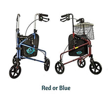 Load image into Gallery viewer, HEALTHLINE 3 Wheel Rollator Walker for Seniors, Foldable Lightweight Three Wheel Walker Traveler Mobility Rollator 3 Wheel Walker with Basket Tray, Pouch, Brakes, Narrow Walker for Small Spaces, Blue
