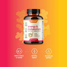 Load image into Gallery viewer, Metabolism and Natural Energy Supplements for Fatigue, Stress Relief, Energy Booster &amp; Better Mood, Energy Pills for Women &amp; Men, Ginger, Turmeric, Rhodiola Rosea + More Herbs &amp; Vitamins (60 Capsules)
