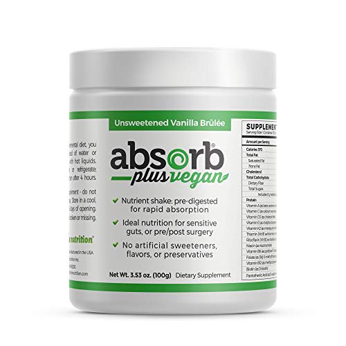 Absorb Plus Vegan Isolate Protein - Diet Supplement Improved Gut Health, Nutritional Support, Natural Ingredients, Non-GMO, Gluten-Free, Organic Sprouted Rice Protein, Unsweetened Vanilla Brle, 100g