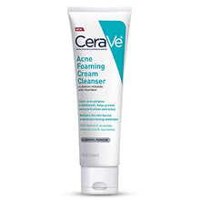 Load image into Gallery viewer, CeraVe Acne Foaming Cream Cleanser | Acne Treatment Face Wash with 4% Benzoyl Peroxide, Hyaluronic Acid, and Niacinamide | Cream to Foam Formula | 5 Oz
