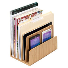 Load image into Gallery viewer, MobileVision Bamboo Desktop File Folder Organizer and Paper Tray, 5 Slots
