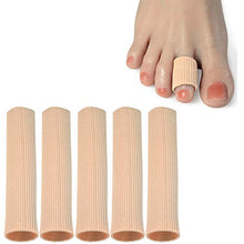 Load image into Gallery viewer, Cuttable Toe Tubes Sleeves 5 Pack, Made of Elastic Fabric Lined with Silicone Gel. Toe Sleeve Protectors Relief Toe Pressure Pain, Corn and Calluses Remover
