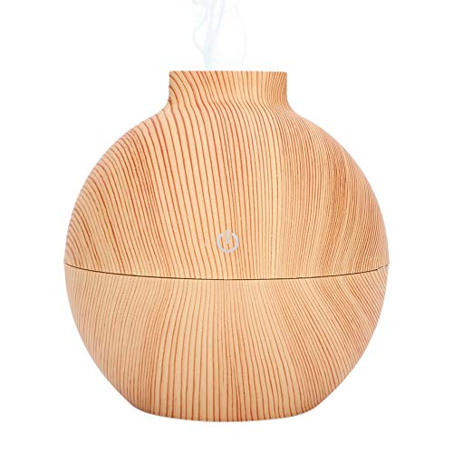 Essential Oil Diffuser, 130ml BPA Free Mist Humidifier Wood Grain Aromatherapy Diffuser with Changing Night Continuous Quiet Diffuser Aroma (02)