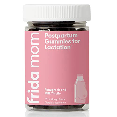 Frida Mom Postpartum Gummies for Lactation| Chewable Supplement Made with Fenugreek + Milk Thistle to Increase Milk Supply| 60 Count