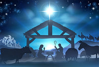 LFEEY 7x5ft Birth of Jesus Backdrop Christmas Night Manger Nativity Scene Silhouette Background Farm Barn Stable Christianity Photography Prop Studio Photo Booth Props