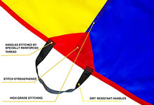 Load image into Gallery viewer, VOMLine Play Parachute 12 Foot for Kids with Extra Strong Smudge Resistant-Handles, Proper Selection of Matching Colors On The Basis of Experimental Color Testing, with High-Grade Stitching
