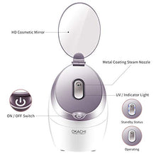 Load image into Gallery viewer, OKACHI GLIYA Facial Steamer 4 in 1 Nano Face Steamer - Professional &amp; Safe Steamer - Humidifier - Unclogs Pores &amp; Blackheads Deep Cleansing - Double Mirror for Easy Makeup Skincare Tool (Gold)
