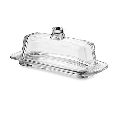 Elegant Clear Glass Butter Dish with Lid