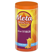 Load image into Gallery viewer, Metamucil Fiber, 4-in-1 Psyllium Fiber Supplement, Sugar-Free Powder, Orange Smooth Flavored Drink, 114 Servings (Packaging May Vary), A747
