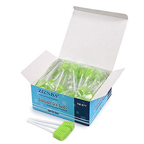 (50 Pack) Disposable Oral Swabs, Sterile Dental Sponge Swabsticks Unflavored for Mouth & Gum Cleaning
